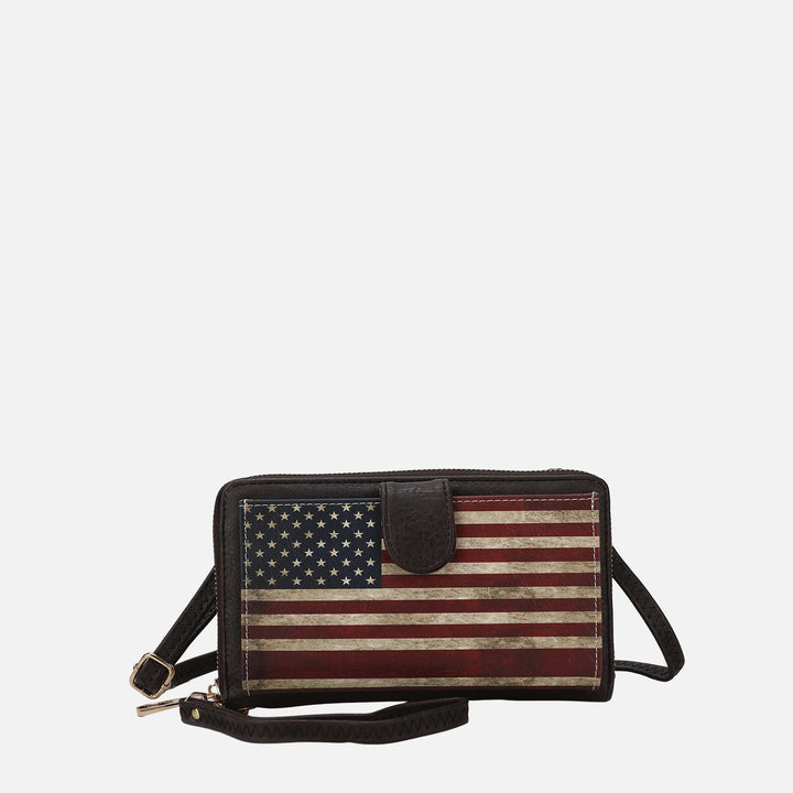 Rose Pink MKF Collection By Mia K Kiara Printed Flag Phone Crossbody Bag