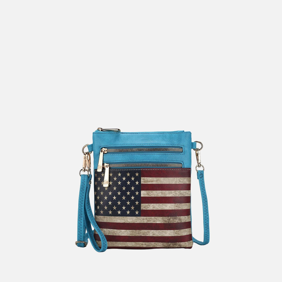 Hunter MKF Collection By Mia K Genesis Printed Flag Crossbody Bag
