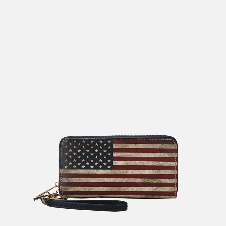 Burgundy MKF Collection By Mia K Uriel Printed Flag Wallet
