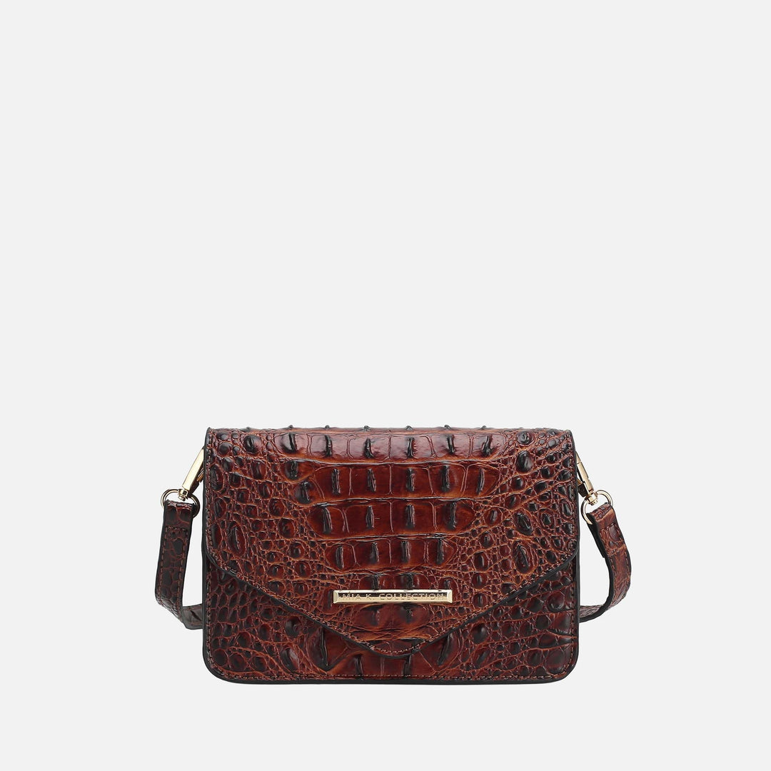 Croco Taupe MKF Collection By Mia K Vanta Solid Croc Saddle Bag