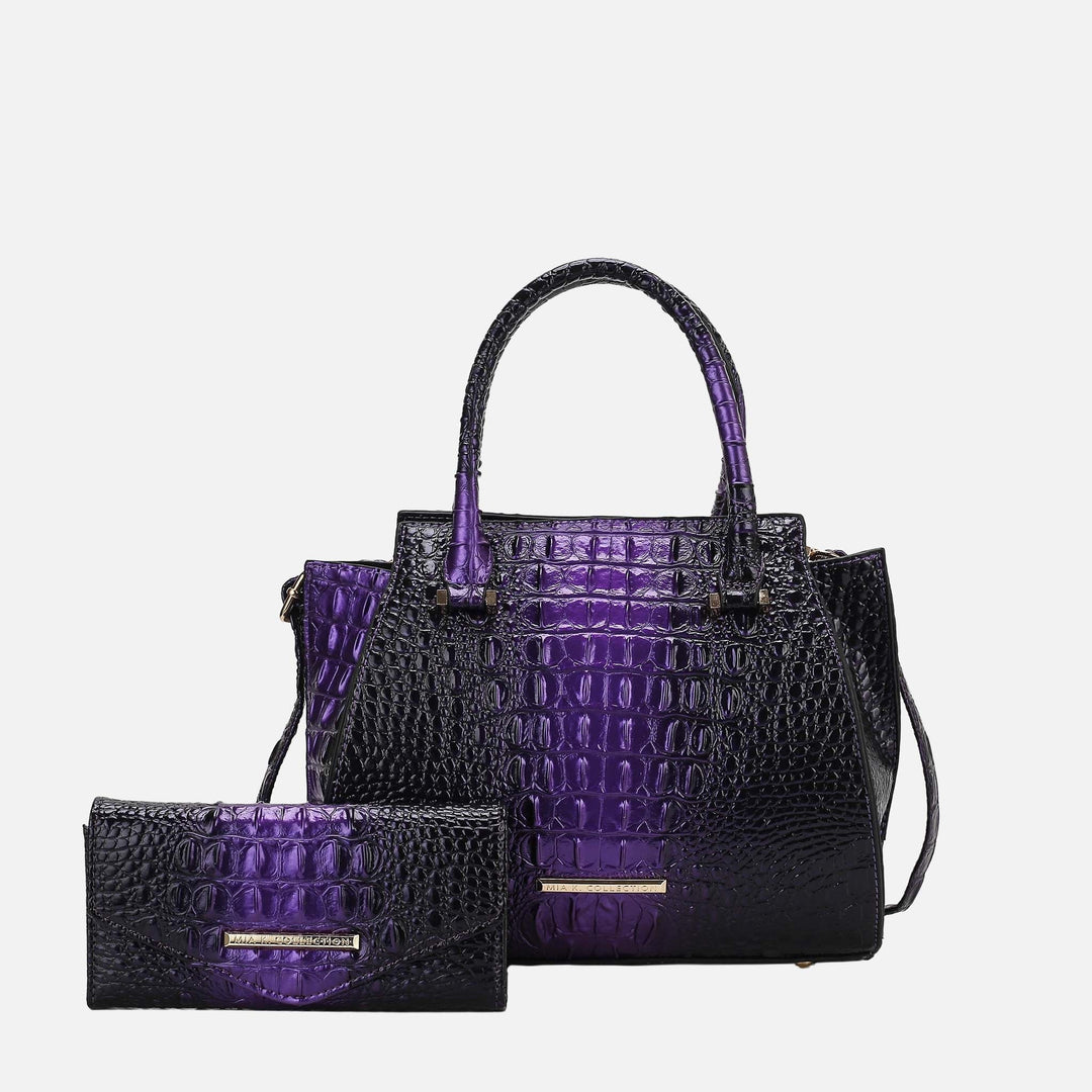 MKF Collection By Mia K Bently Croc Embossed Tote And Set