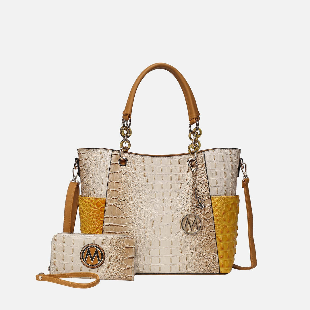 Croco Fuchsia MKF Collection By Mia K Merlina Tote Bag And Wallet Set 1