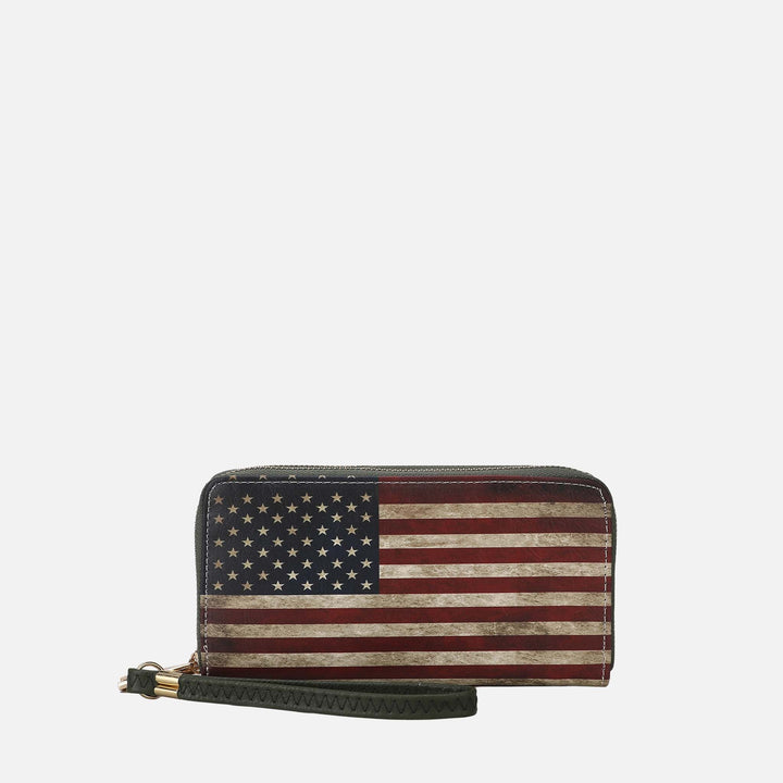 Chocolate MKF Collection By Mia K Uriel Printed Flag Wallet