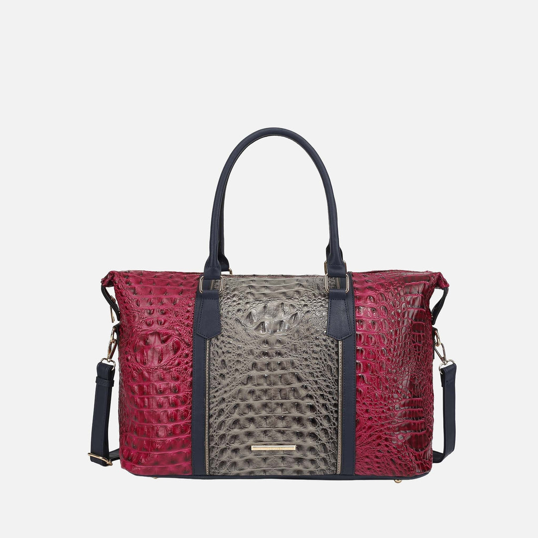 MKF Collection By Mia K Raven Croc Embossed Duffel Bag