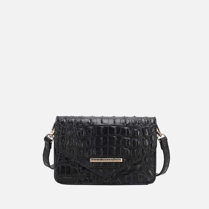 MKF Collection By Mia K Vanta Solid Croc Saddle Bag