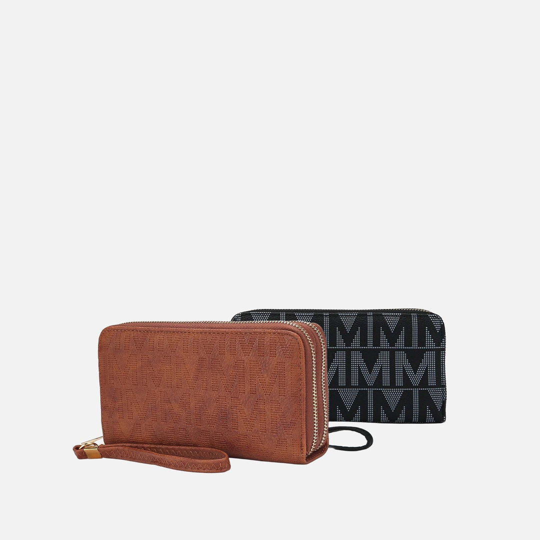 Chocolate MKF Collection By Mia K Kathe Embossed M Signature Wallet Wristlet