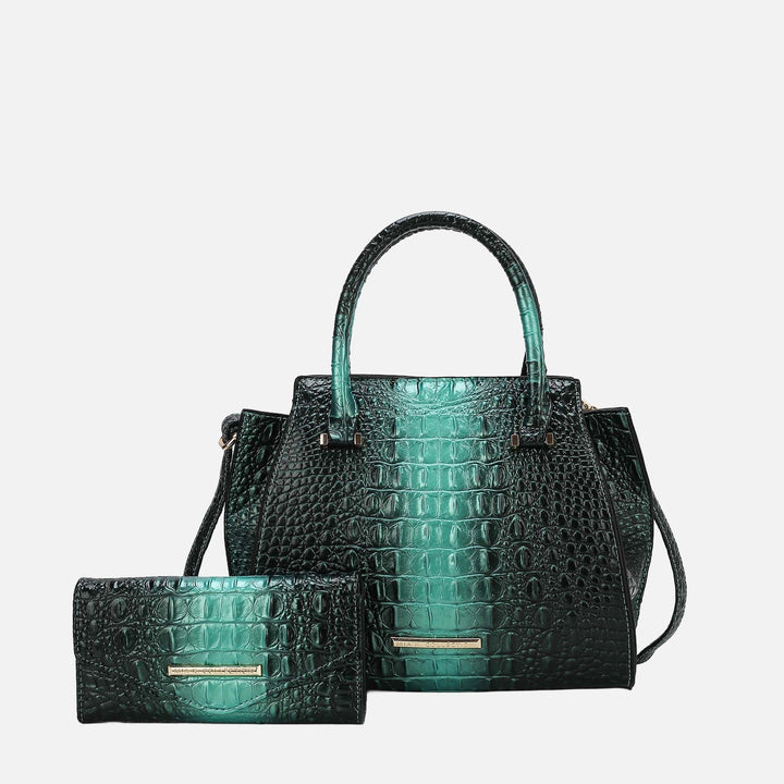 MKF Collection By Mia K Bently Croc Embossed Tote And Set