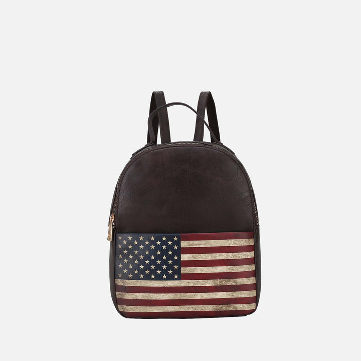 Taupe MKF Collection By Mia K Briella Flag Print Backpack