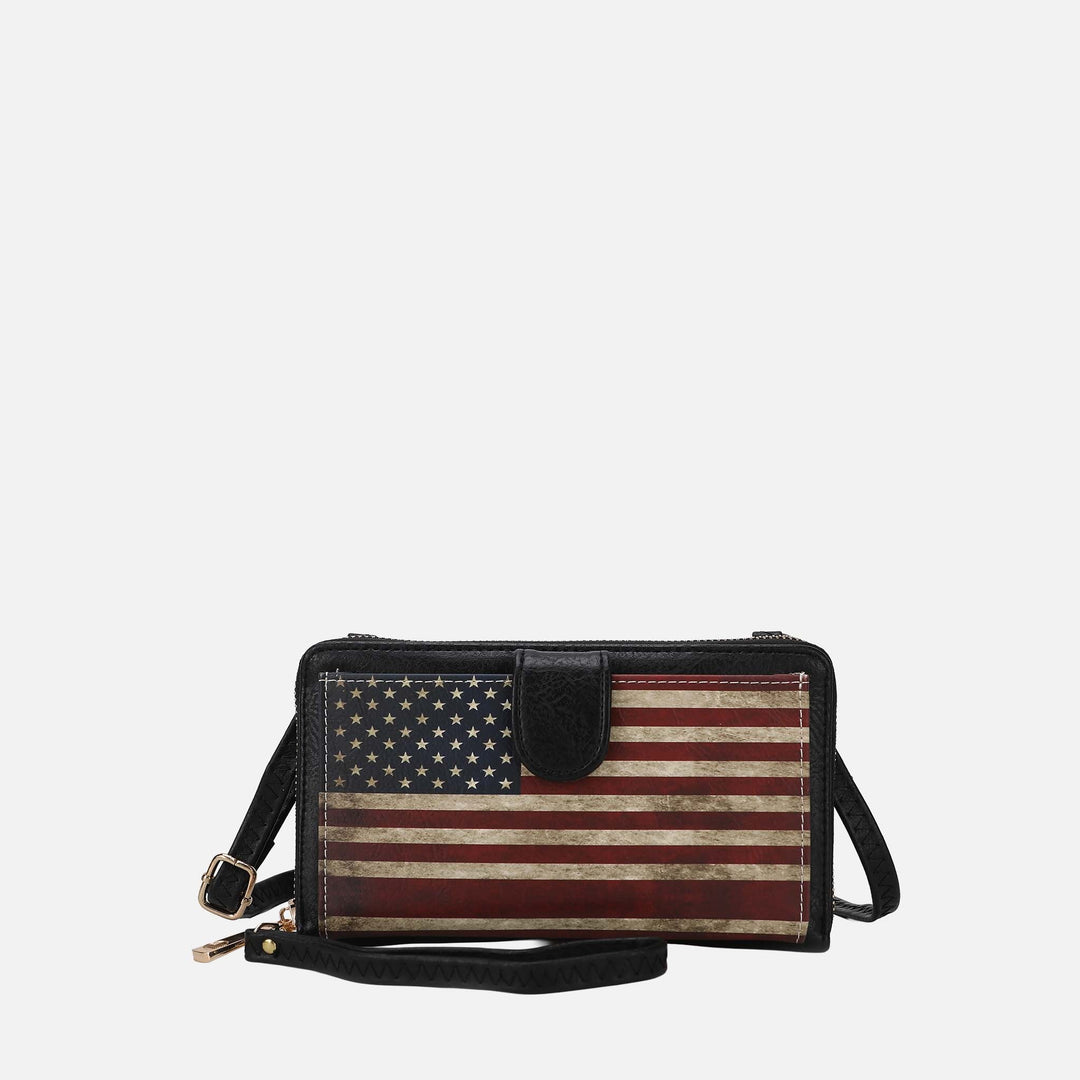 Taupe MKF Collection By Mia K Kiara Printed Flag Phone Crossbody Bag