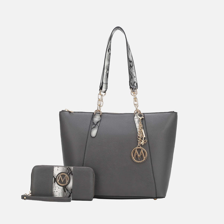 Denim Blue MKF Collection By Mia K Ximena Tote Bag And Wallet Set
