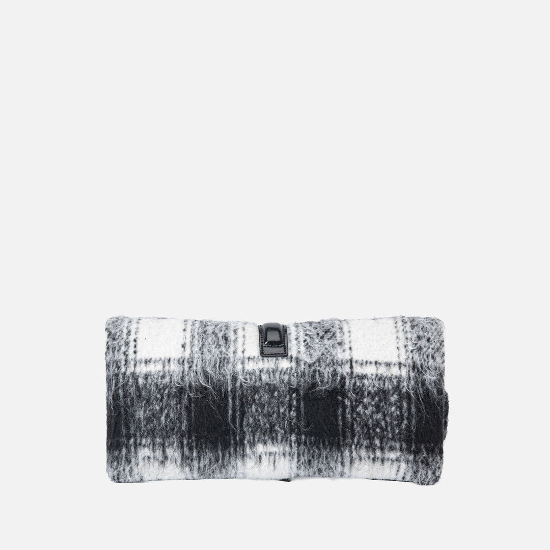 Black Check MKF Collection By Mia K Koumei Faux Fur Clutch Bag