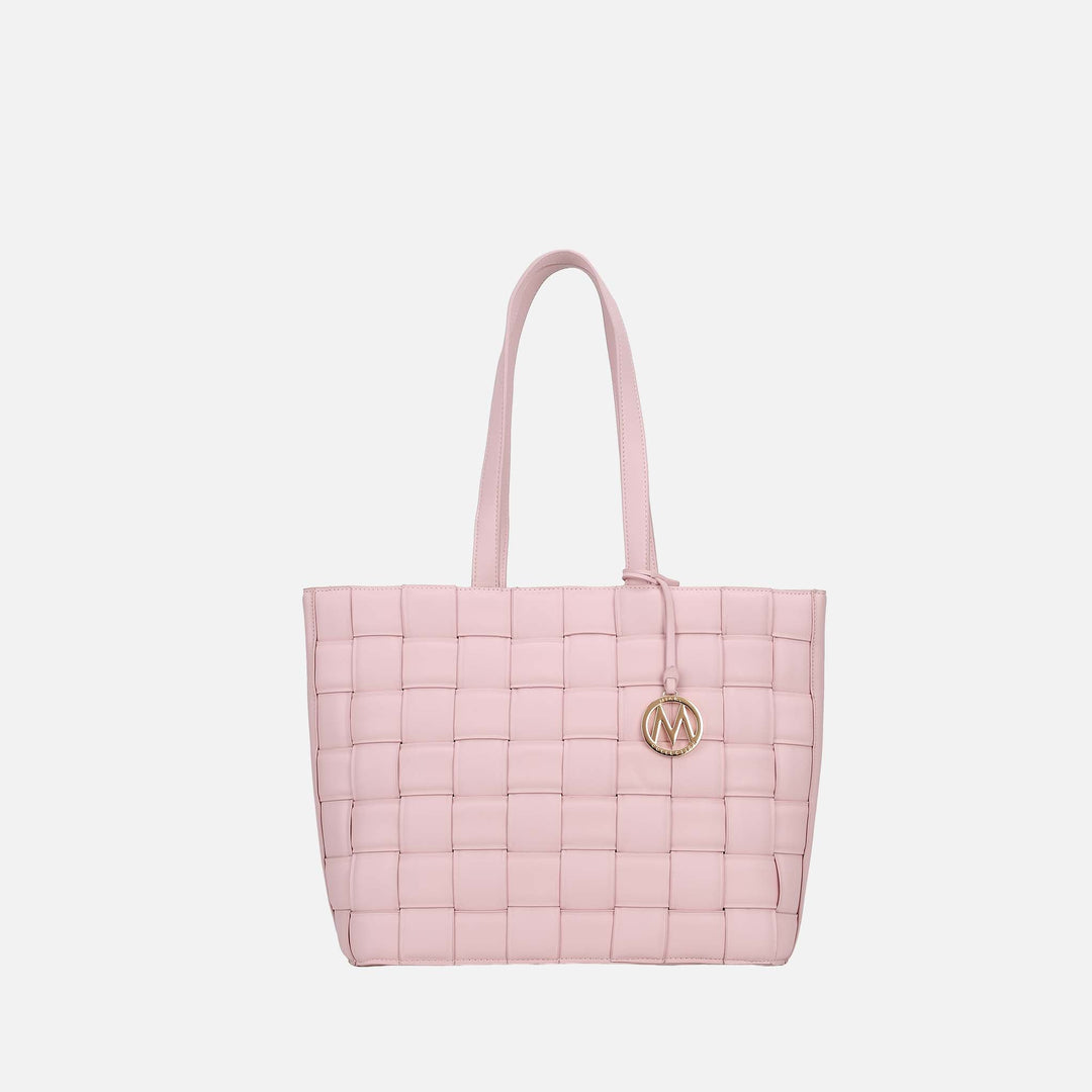 Pink MKF Collection By Mia K Rowan Woven Tote Bag