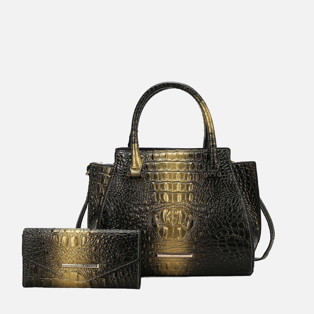 MKF Collection By Mia K Bently Croc Embossed Tote And Set