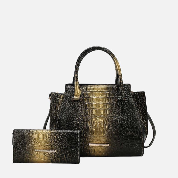 MKF Collection By Mia K Bently Croc Embossed Tote And Set