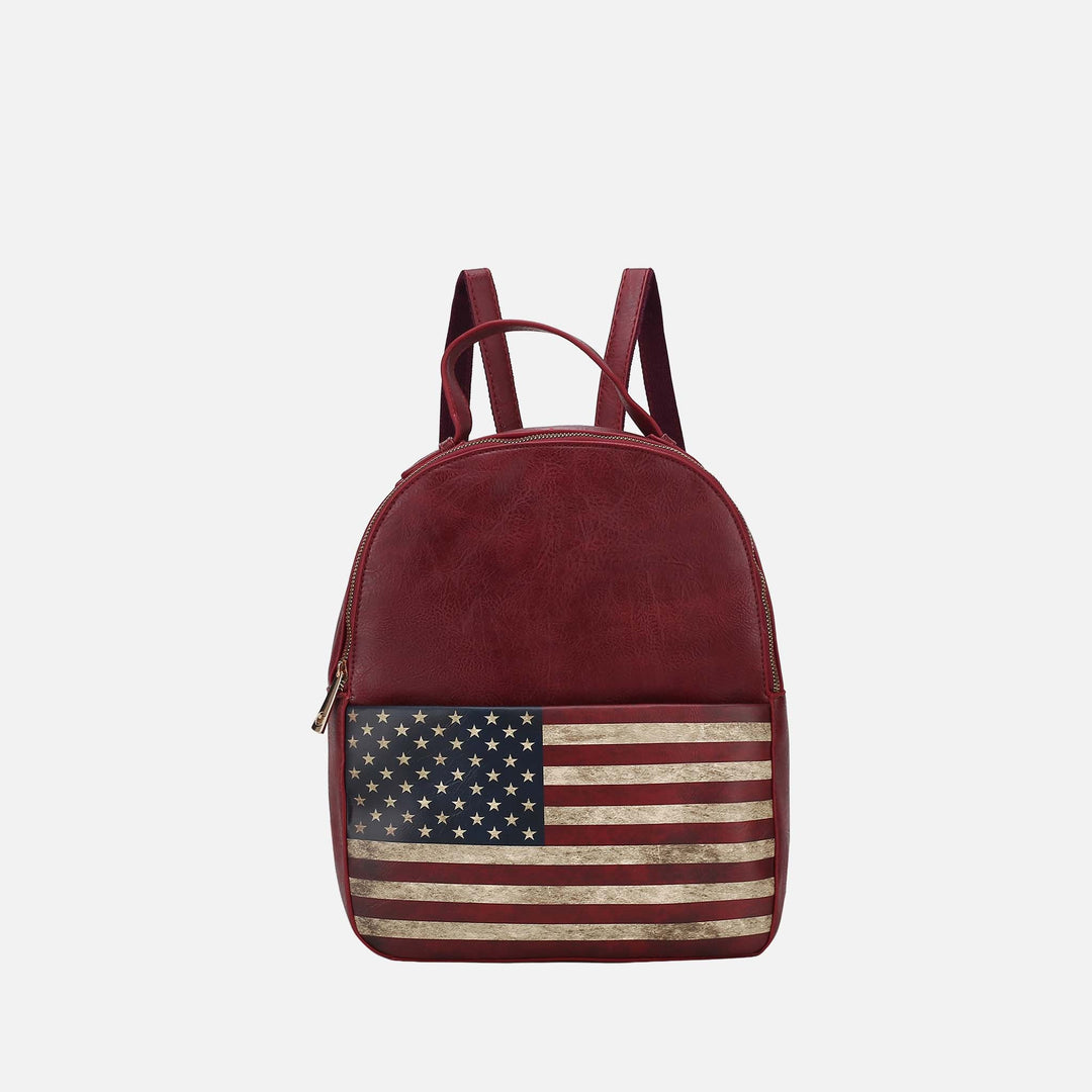 Beige MKF Collection By Mia K Briella Flag Print Backpack