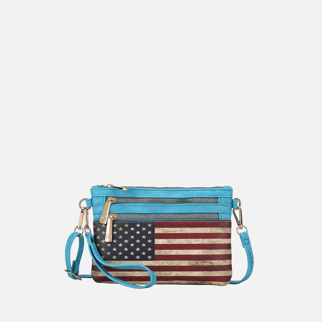 Hunter MKF Collection By Mia K Alisson Printed Flag Crossbody Bag