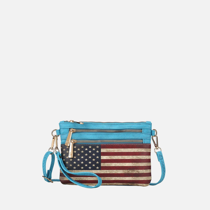 Hunter MKF Collection By Mia K Alisson Printed Flag Crossbody Bag