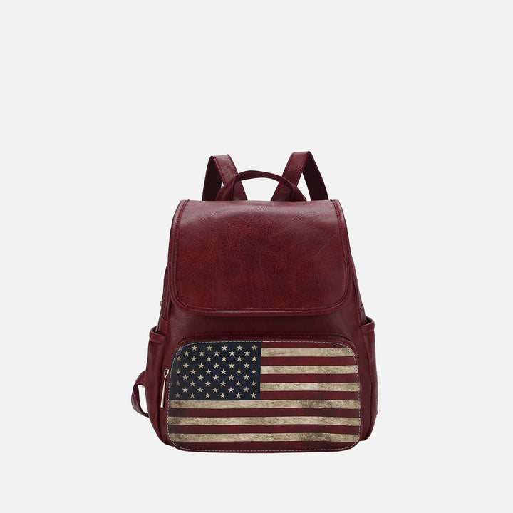 Taupe MKF Collection By Mia K Regina Printed Flag Backpack
