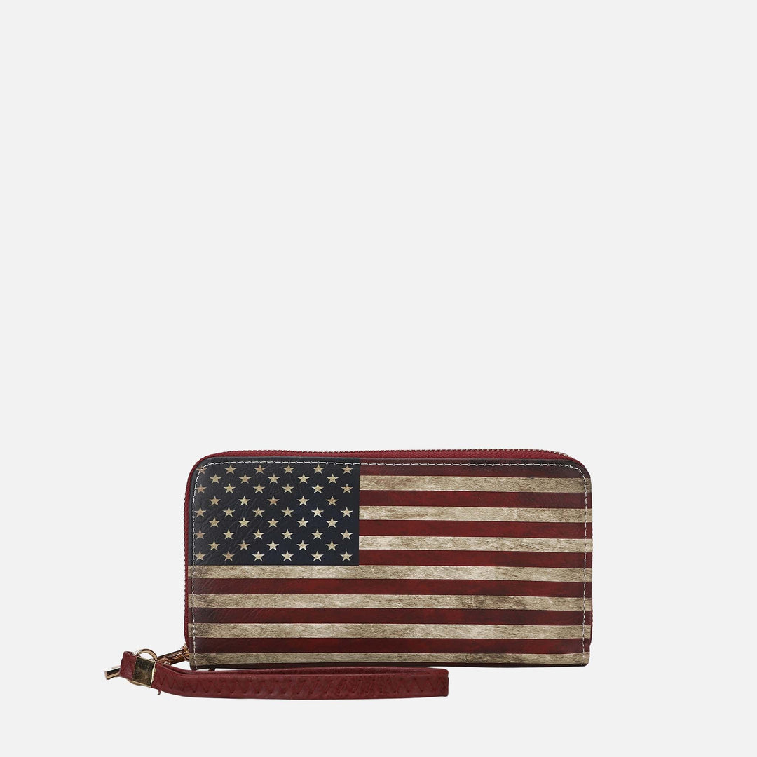Navy MKF Collection By Mia K Uriel Printed Flag Wallet