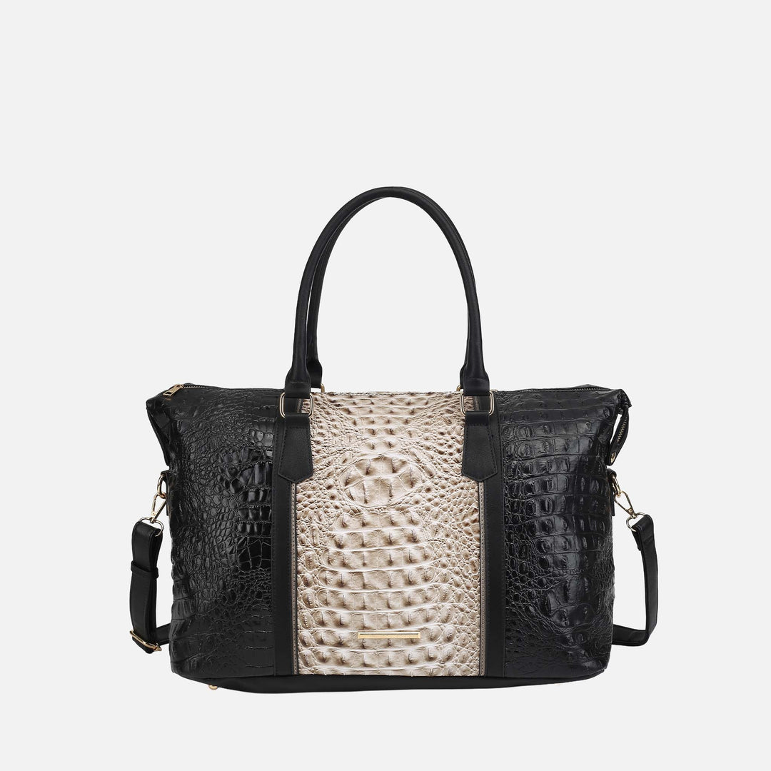 MKF Collection By Mia K Raven Croc Embossed Duffel Bag