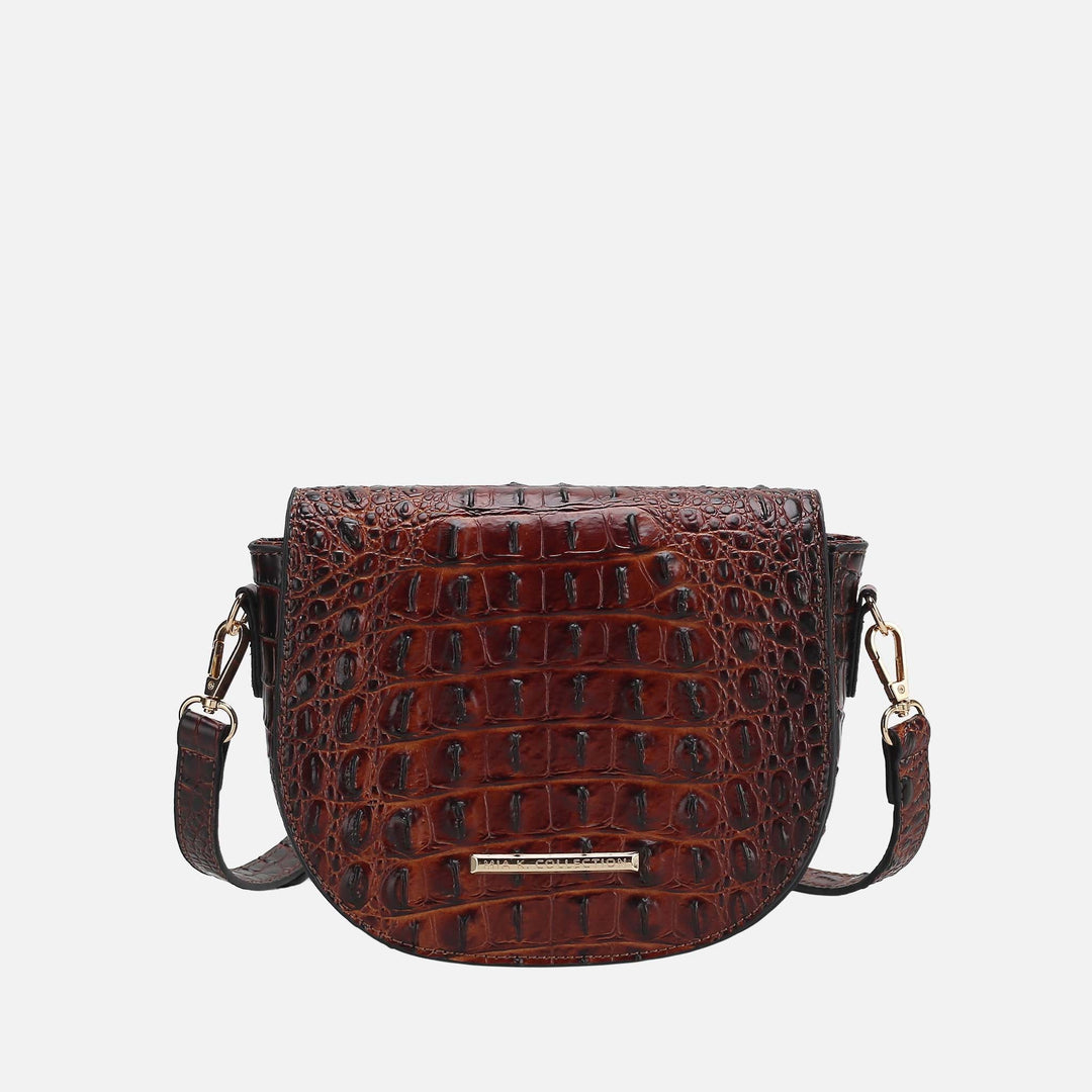 Croco Black MKF Collection By Mia K Amalia Solid Croc Crossbody Bag