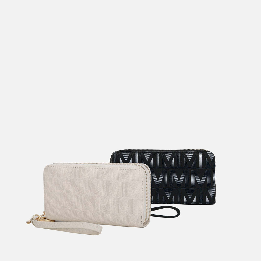 Grey MKF Collection By Mia K Kathe Embossed M Signature Wallet Wristlet