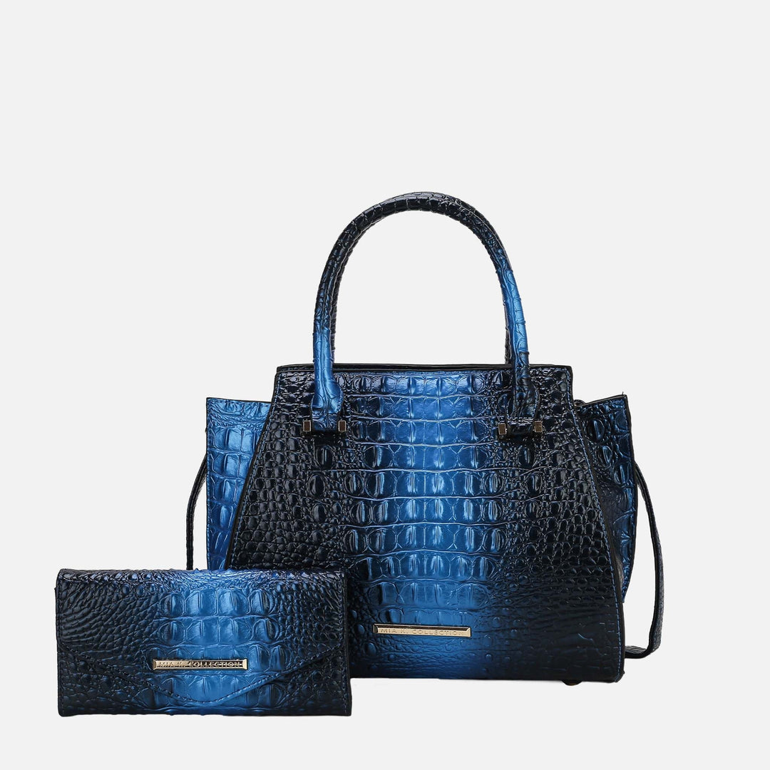 Croco Gold MKF Collection By Mia K Bently Croc Embossed Tote And Set