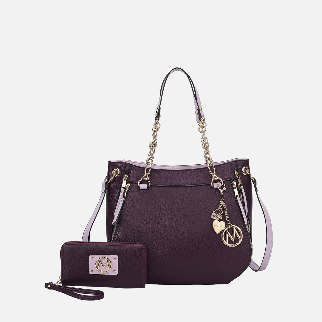 Purple MKF Collection By Mia K Lina Shoulder Bag And Wallet Set