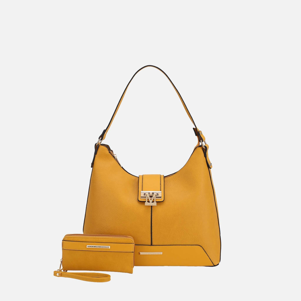 Charcoal Grey MKF Collection By Mia K Graciela Solid Hobo Bag And Set