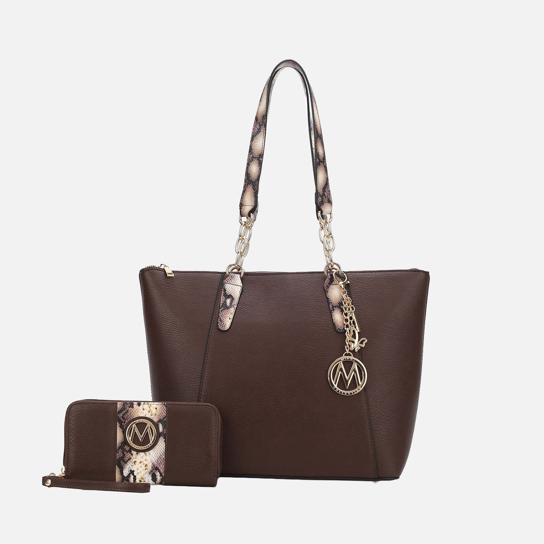 Charcoal Grey MKF Collection By Mia K Ximena Tote Bag And Wallet Set