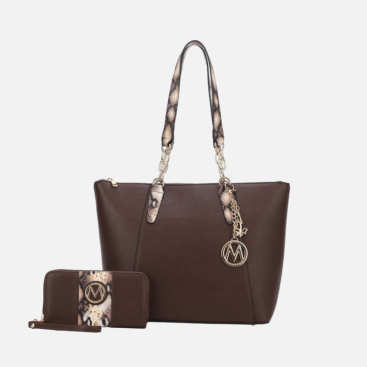 Charcoal Grey MKF Collection By Mia K Ximena Tote Bag And Wallet Set
