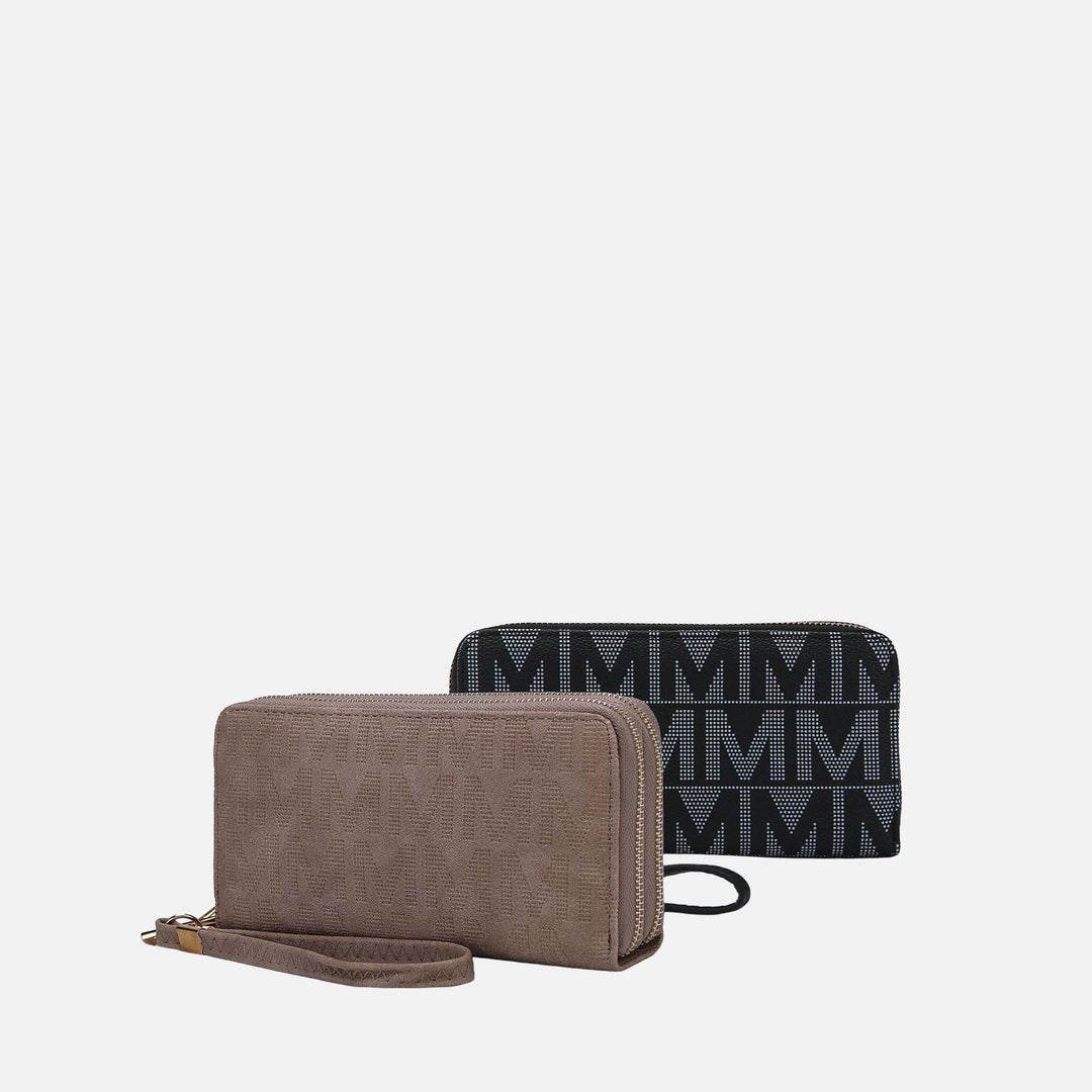Navy MKF Collection By Mia K Kathe Embossed M Signature Wallet Wristlet