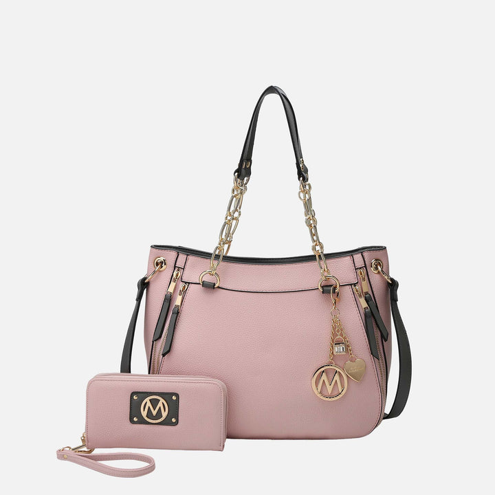 Silver MKF Collection By Mia K Lina Shoulder Bag And Wallet Set