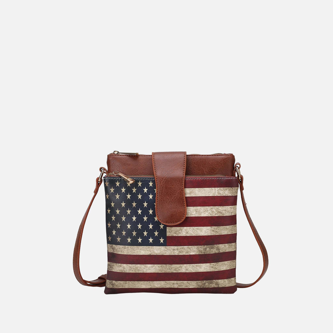Rose Pink MKF Collection By Mia K Josephine Printed Flag Crossbody Bag