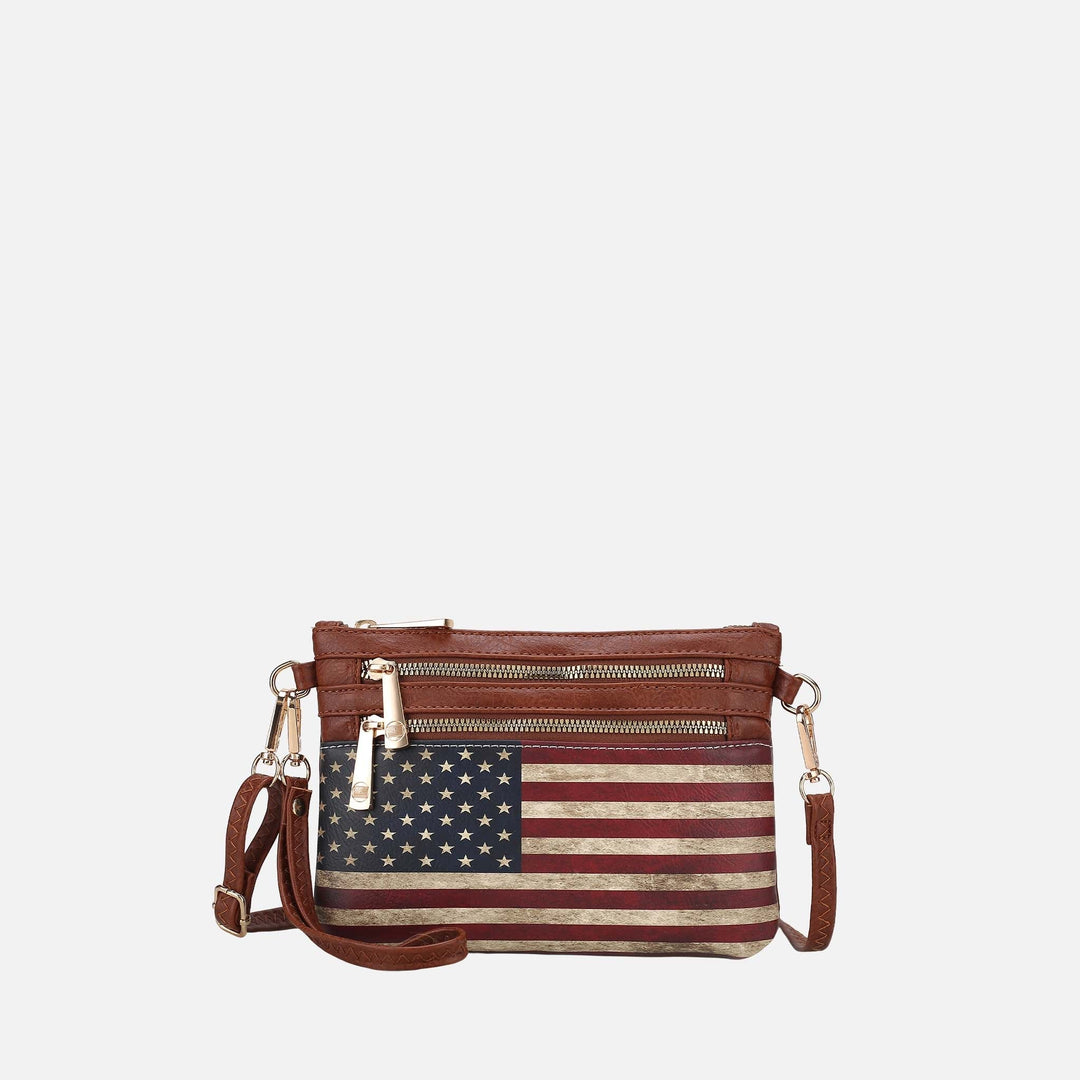 Beige MKF Collection By Mia K Alisson Printed Flag Crossbody Bag