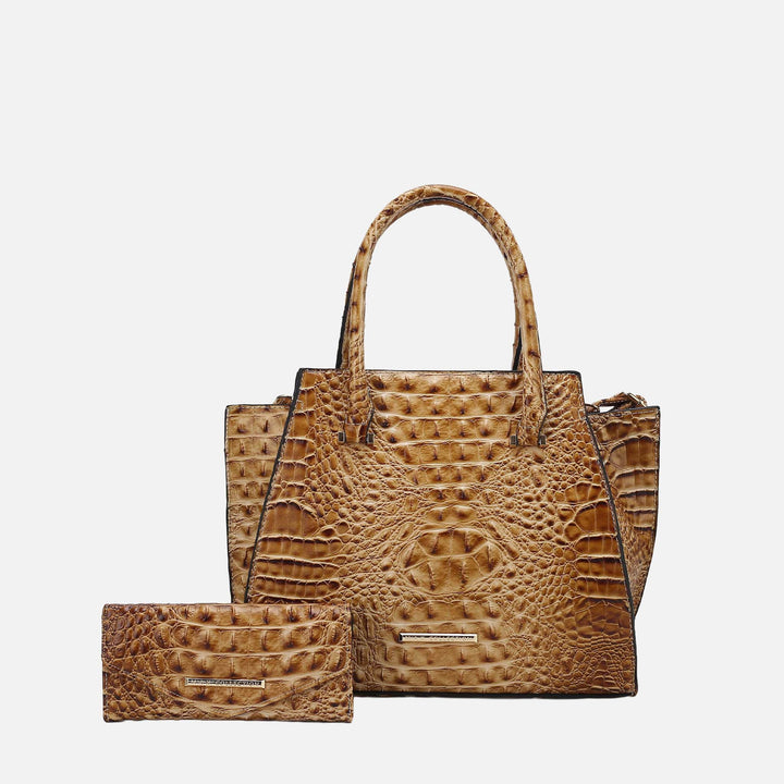 MKF Collection By Mia K Viridiana Croc Tote Bag And Set