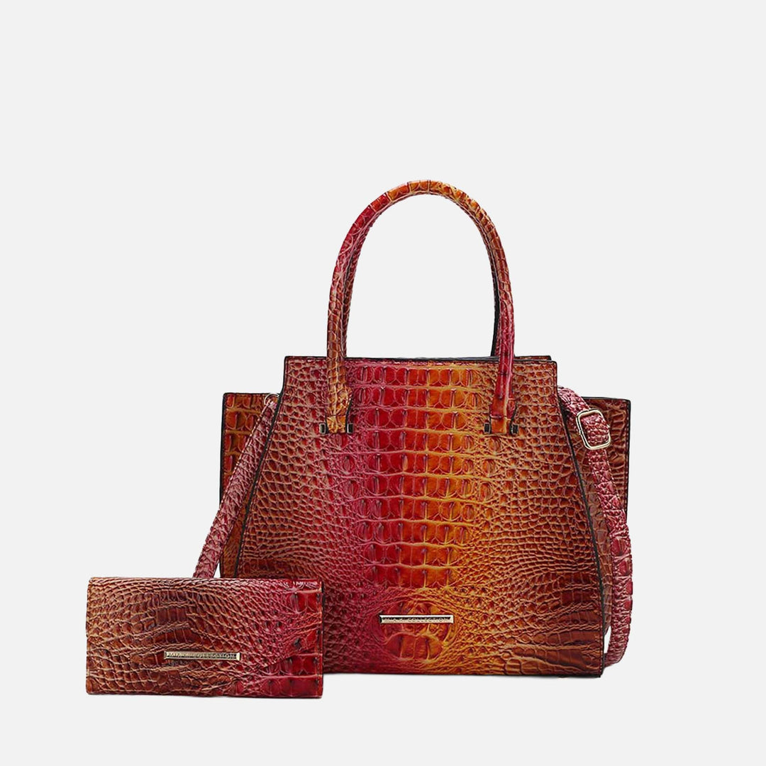 Croc Brown MKF Collection By Mia K Miriam Croc Tote Bag And Set