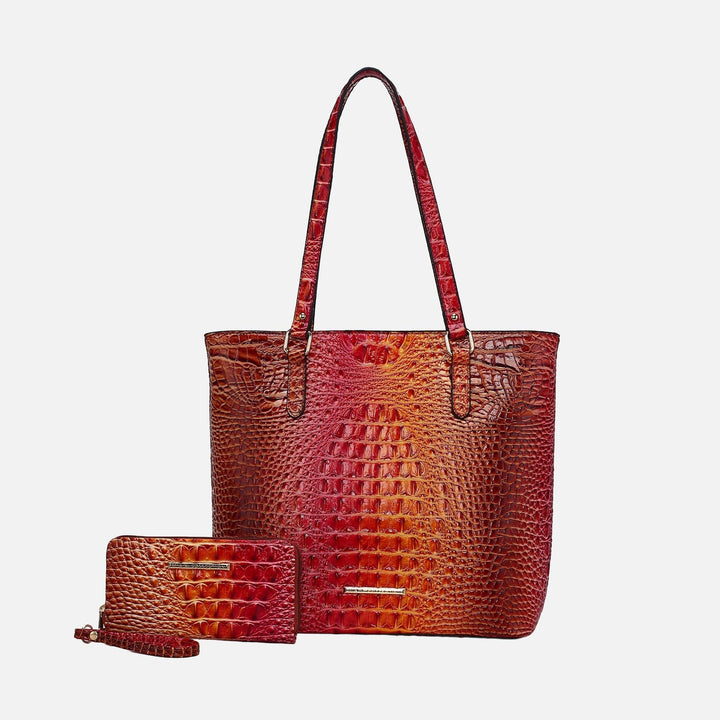 Croc Coral MKF Collection By Mia K Piper Gradient Croc Tote Bag And Set