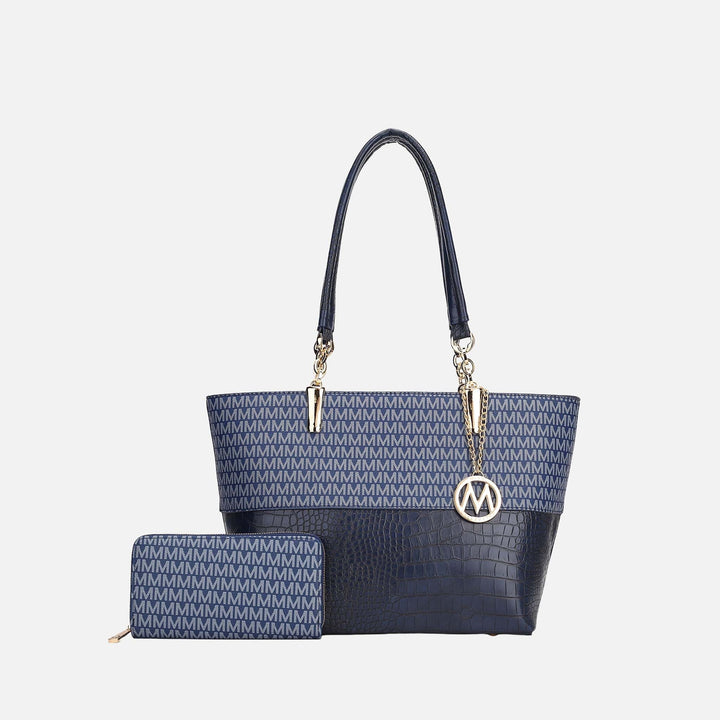 Light Blue MKF Collection By Mia K Sasha Signature Tote Bag