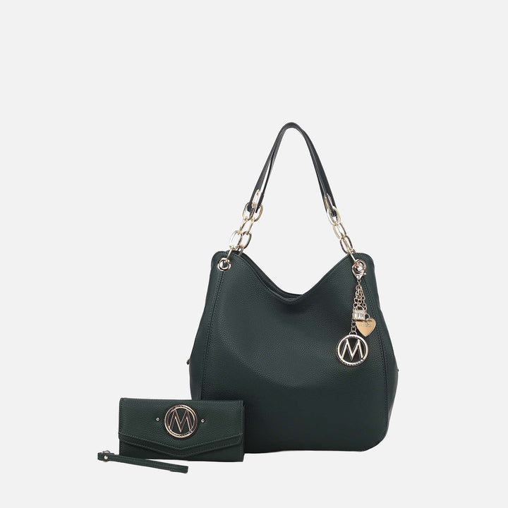 Charcoal Grey MKF Collection By Mia K Ashley Hobo Bag And Wallet Set