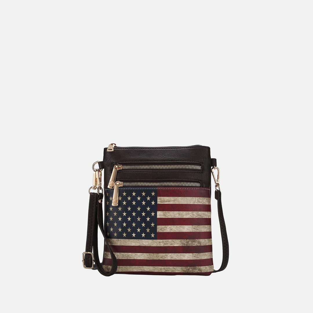 MKF Collection By Mia K Genesis Printed Flag Crossbody Bag