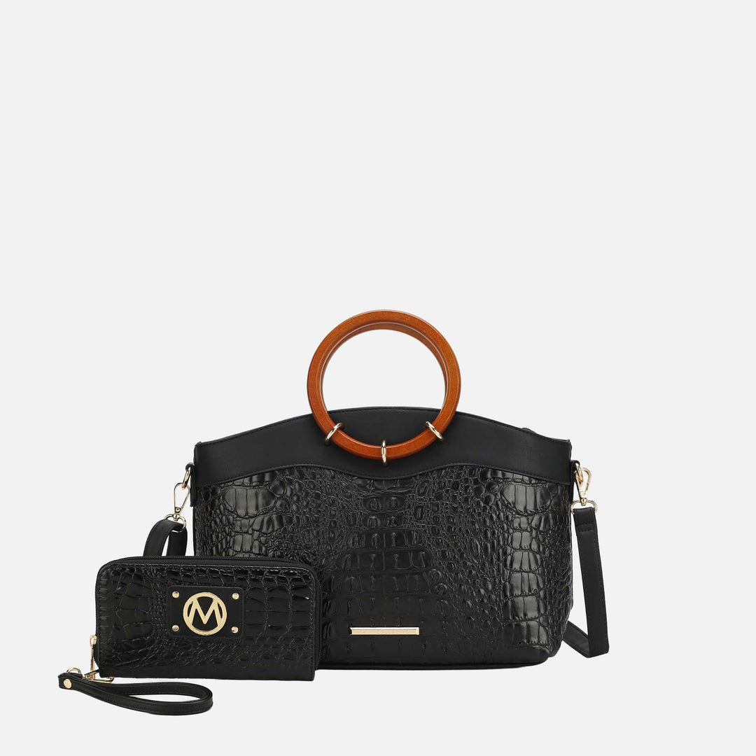 Croco Yellow MKF Collection By Mia K Phoebe Tote Bag And Wallet Set