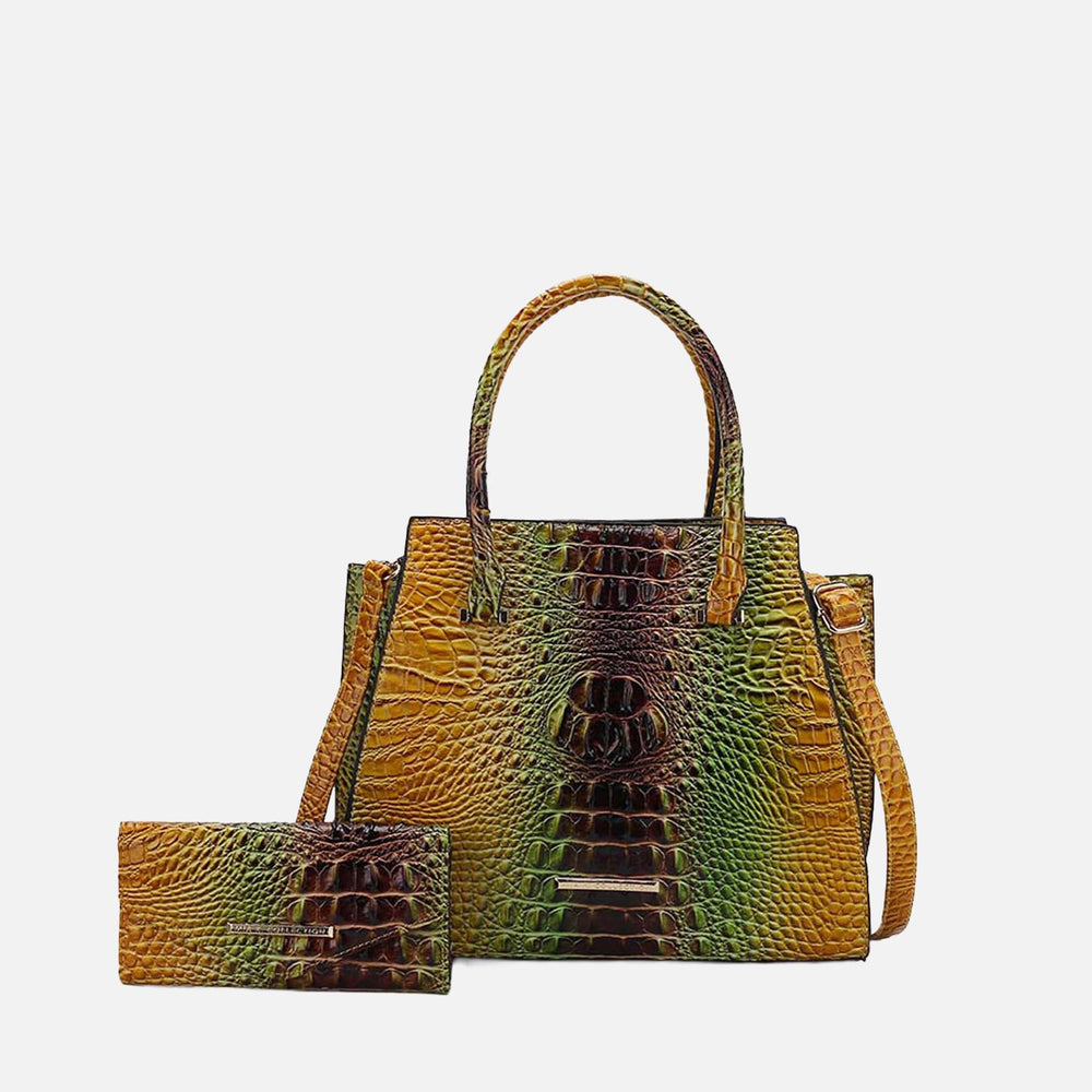 Croc Coral MKF Collection By Mia K Miriam Croc Tote Bag And Set