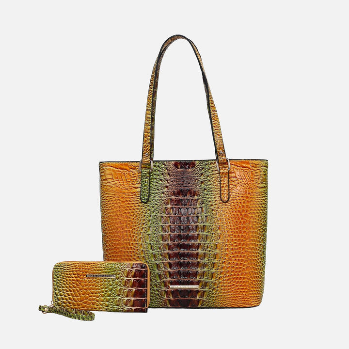 Croc Blue MKF Collection By Mia K Piper Gradient Croc Tote Bag And Set