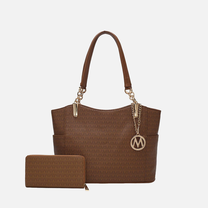 MKF Collection By Mia K Savannah Signature Tote Bag And Wallet Set