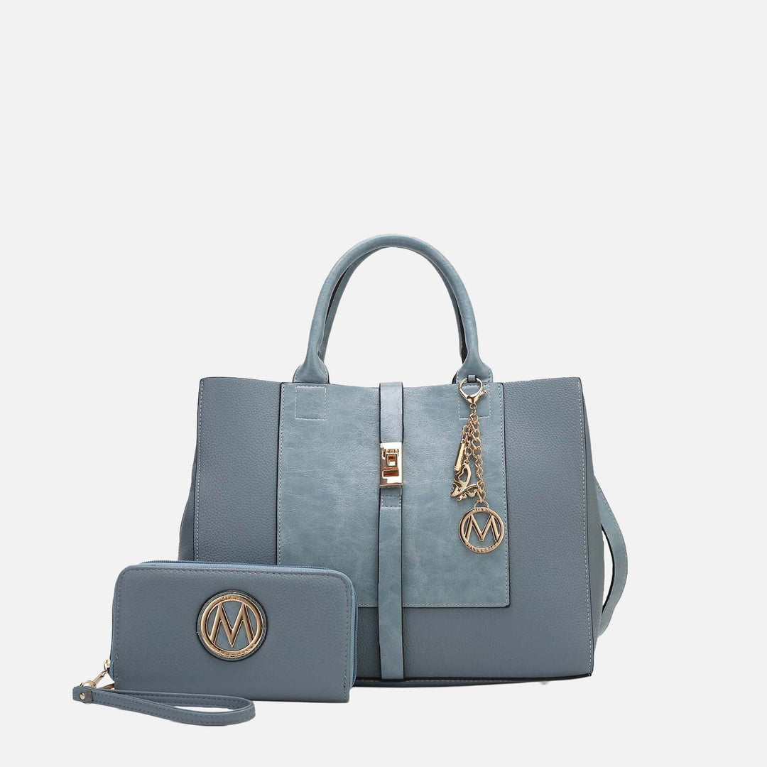 Navy MKF Collection By Mia K Yola Shoulder Bag And Wallet Set