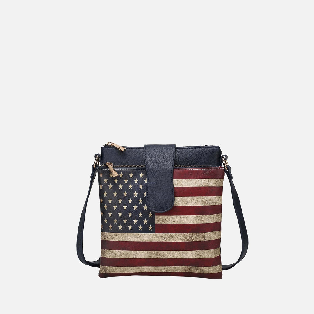 Taupe MKF Collection By Mia K Josephine Printed Flag Crossbody Bag