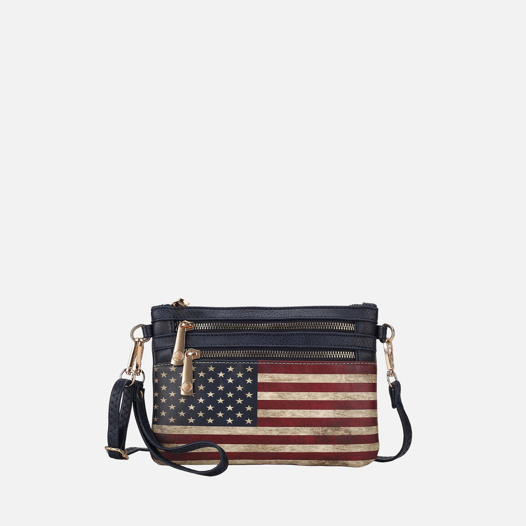 Taupe MKF Collection By Mia K Alisson Printed Flag Crossbody Bag