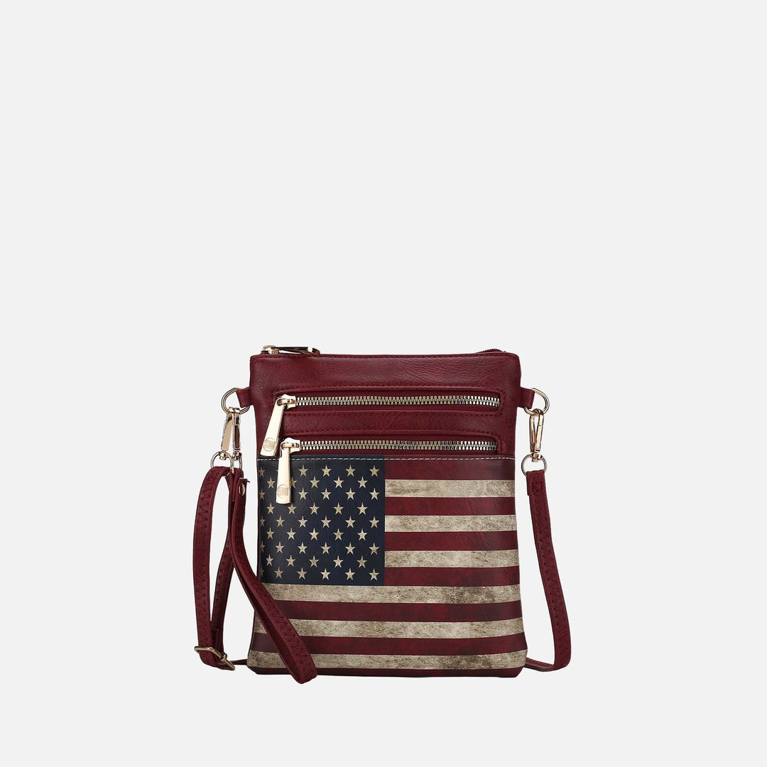 MKF Collection By Mia K Genesis Printed Flag Crossbody Bag