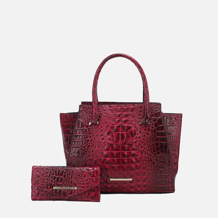 Croco Yellow MKF Collection By Mia K Viridiana Croc Tote Bag And Set